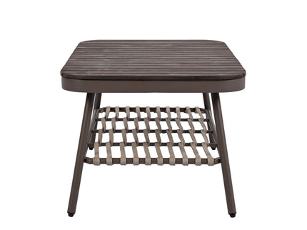4 Piece Outdoor Patio Furniture Set, Metal Chairs With Woven Rope U Shaped Backrest