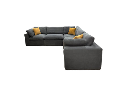 Coffee Bean Like Upholstery Full Compressed Modular Sectional With Toss Pillows - Light Gray