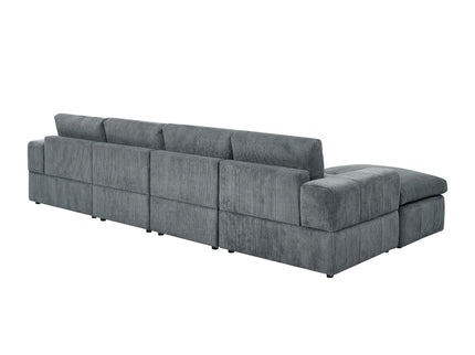 Upholstered Sectional With 2 Ottomans Living Room Seating - Dark Gray
