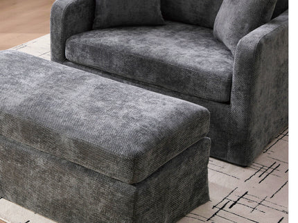 Accent Chair With Ottoman, Includes 2 Bolster Pillows