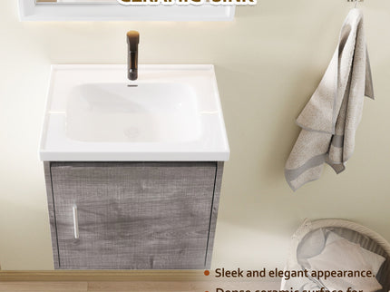 Floating Bathroom Vanity Combo, Wall Mounted Cabinet With Sink & Soft Close Doors For Small Bathrooms