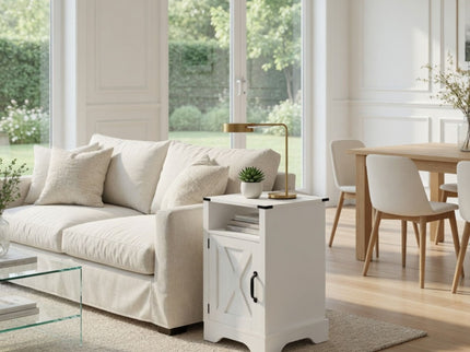 Farmhouse Nightstand, Charging Station & Storage