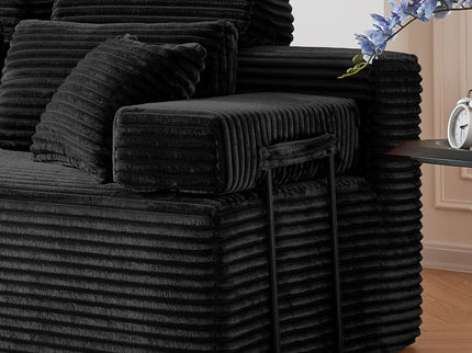 Sectional Sleeper Sofa & Storage Pockets, Modular Couch With Throw Pillows For Living Room
