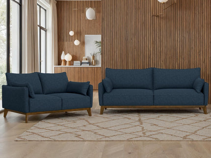 Sofa Wide With Attached Legs - Blue