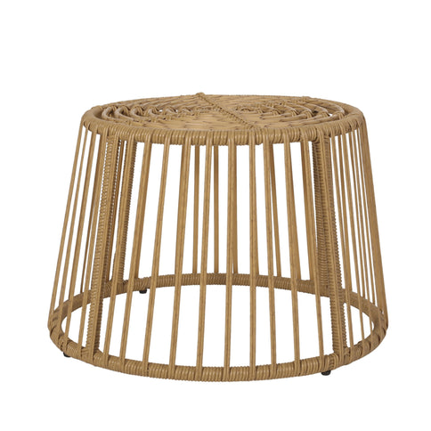 2 Piece Rattan Patio Set With Club Chair And Side Table - Beige / Light Brown