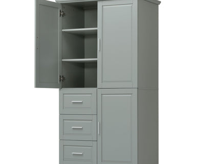 Tall And Wide Storage Cabinet With Doors, 3 Drawers