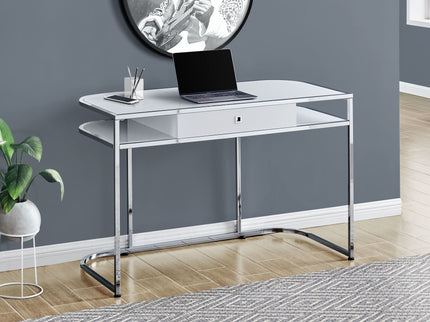 Computer Desk For Home Office, Laptop, Storage Drawers, Contemporary And Modern - White