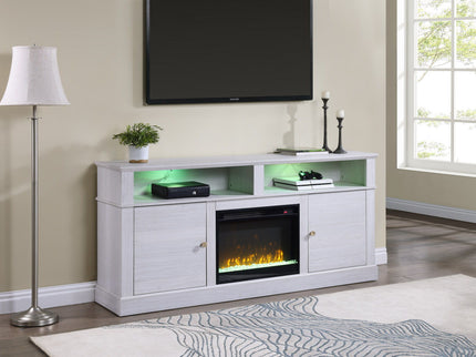 Terra - TV Stand Console With Fireplace - White Walnut