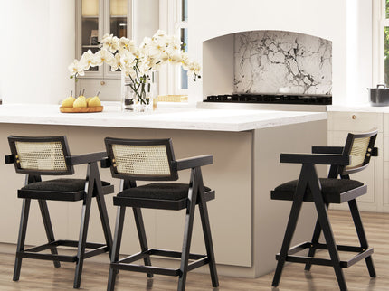 Milan - Modern Webbing Back Stool With Arms (Set of 3)
