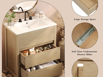 Double Sinks Bathroom Vanity Set With 2 Ceramic Basins