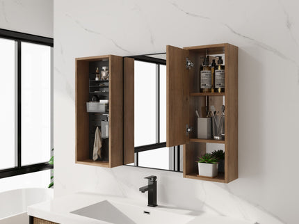 41.6" Wall Mounted Bathroom Cabinet With Soft Close Door, Storage Cabinet Featuring - Imitative Oak
