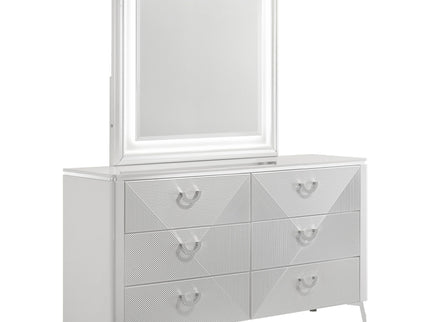 Buckley - 6 Drawer Dresser With Mirror - Gloss White