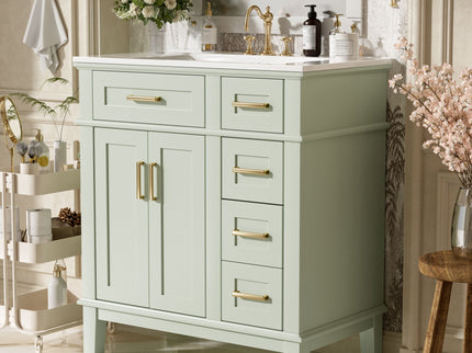 Modern Bathroom Vanity With Ceramic Sink, Soft Close Storage Cabinet