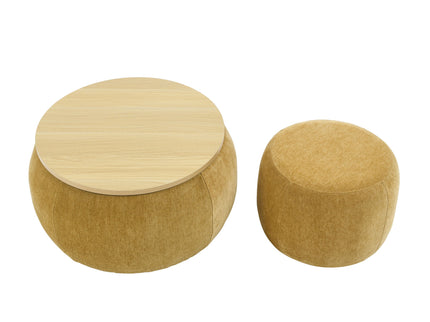 Round Storage Ottoman, 2 In 1 Function, End Table And Ottoman