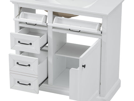 Modern Bathroom Vanity With Sink Top, 4 Drawers And 1 Soft-Close Door