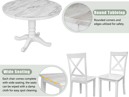 5 Pieces Dining Table And Chairs Set For 4 Persons, Kitchen Room Solid Wood Table With 4 Chairs