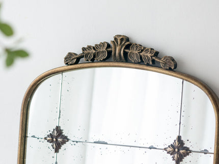 Antique Arched Mirror With Metal Frame, Full Length Mirror For Living Room Bathroom Entryway - Gold