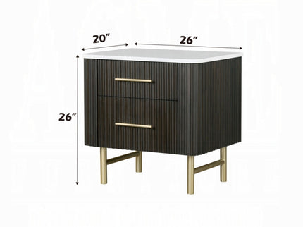 Clayten - Nightstand - Espresso / White Marble