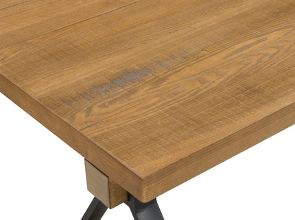 Farmhouse Style X Shaped Legs Dining Table With Moulded Details - Brown