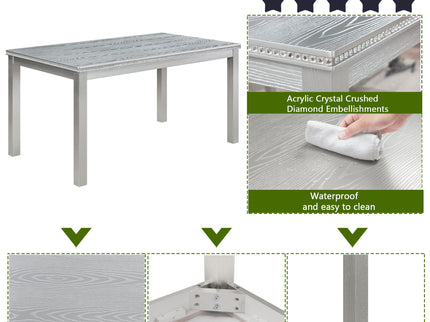 Dining Table Set, Table With A Rectangular Table And Upholstered Chairs