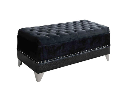 Tufted Trunk With Nailhead Trim Storage Solution - Black