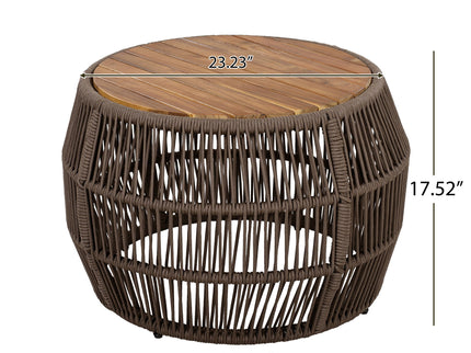 Round Side Table With Rope Frame