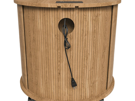 Cylinder Nightstand With Charging Station & Sliding Door
