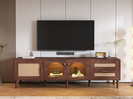 TV Stand With App-Controlled LED Lights, 2 Drawers & Door Storage