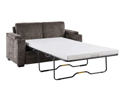 Pull Out Sofa Bed Loveseat With Twin Mattress, Cup Holders And Arm Storage