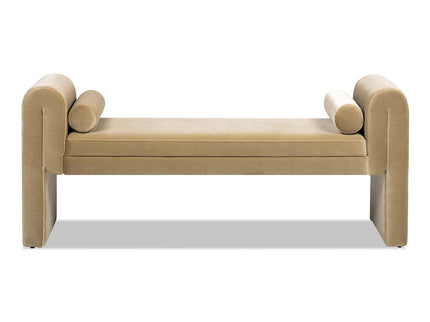 Mason - Arched Arm Bench With Bolster Pillows - Camel Brown Beige