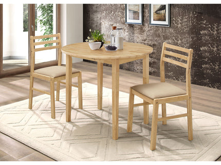 3 Piece Dining Set With Drop Leaf Table And Upholstered Chairs