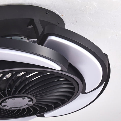 Bladeless Ceiling Fan With Remote Control, 6 Speeds Dimmable Light, Enclosed Low Profile For Living Room - Black