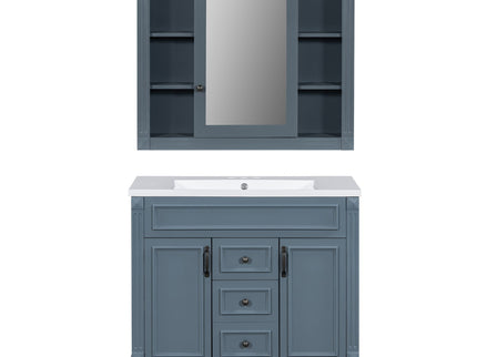 Bathroom Vanity With Top Sink, Mirror Cabinet, 2 Soft Closing Doors & 2 Drawers