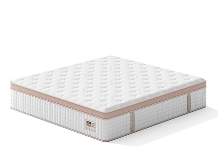 14" King Size, Firm Hybrid Mattress, Gel Memory Foam & Pocket Springs, Pressure Relief, Motion Isolation, Ergonomic Bed - White