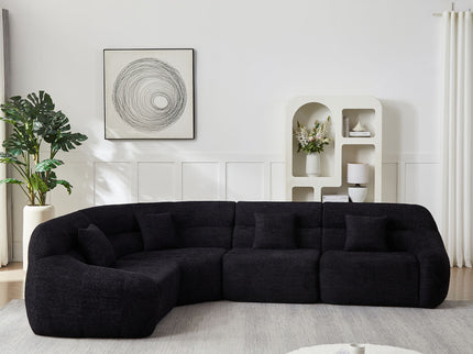 Luxury Curved Corner Sectional Sofa With 4 Pillows