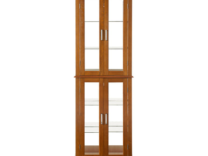 Curio Cabinet Lighted Curio Diapaly Cabinet With Adjustable Shelves And Mirrored Back Panel, Tempered Glass Doors (6 Tier), (E26 Light Bulb Not Included)
