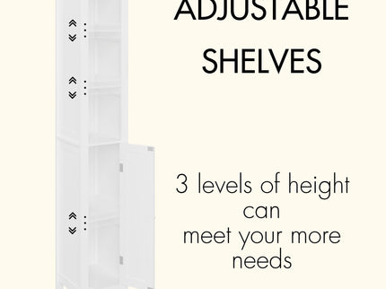 Slim Tall Bathroom Storage Cabinet With Adjustable Shelves, Anti Tip Freestanding Cabinet - White