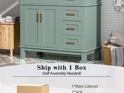 Bathroom Vanity With Sink, Soft Close Doors, 4 Storage Drawers