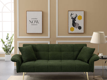 Convertible Double Futon Sofa Bed With Folding Armrests For Living Rooms