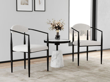 Dining Chairs (Set of 2), Mid-Century Modern Dining Chairs, Kitchen Dining Room Chairs, Round Boucle Backrest Sherpa Dining Chair With Metal Legs