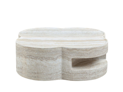 Clover Round Coffee Table With Open Storage - Marble