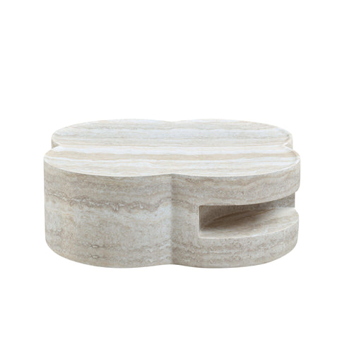 Clover Round Coffee Table With Open Storage - Marble