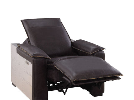 Misezon - Top Grain Leather Power Motion Recliner - Dark Brown