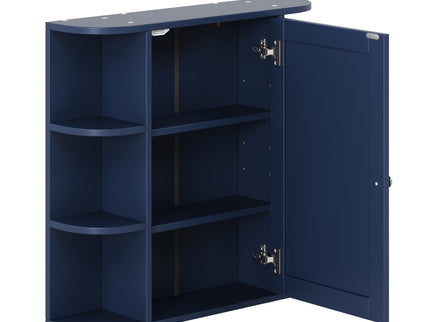 Bathroom Wall Storage Cabinet With Mirror And Adjustable Shelf, 6 Open Shelves