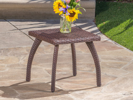 Luminant - Outdoor Side Table With Iron Frame - Brown