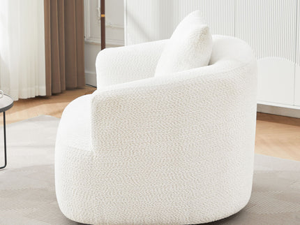360° Swivel Barrel Sofa Chair With Throw Pillow, Upholstered Accent Chair