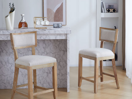 Upholstered Counter Height Bar Stools With Comfy Back (Set of 2)