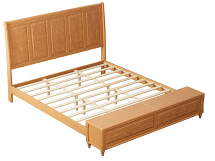 Sleigh Bed Frame With Tall Headboard And Storage Bench