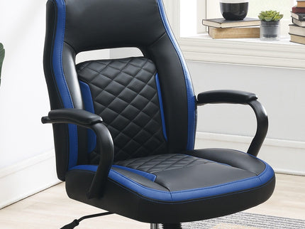 Ergonomic Office Chair With Armrests, Adjustable Design - Black / Blue
