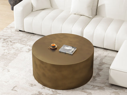 Modern Wave Stripe Round Coffee Table With Spacious Top